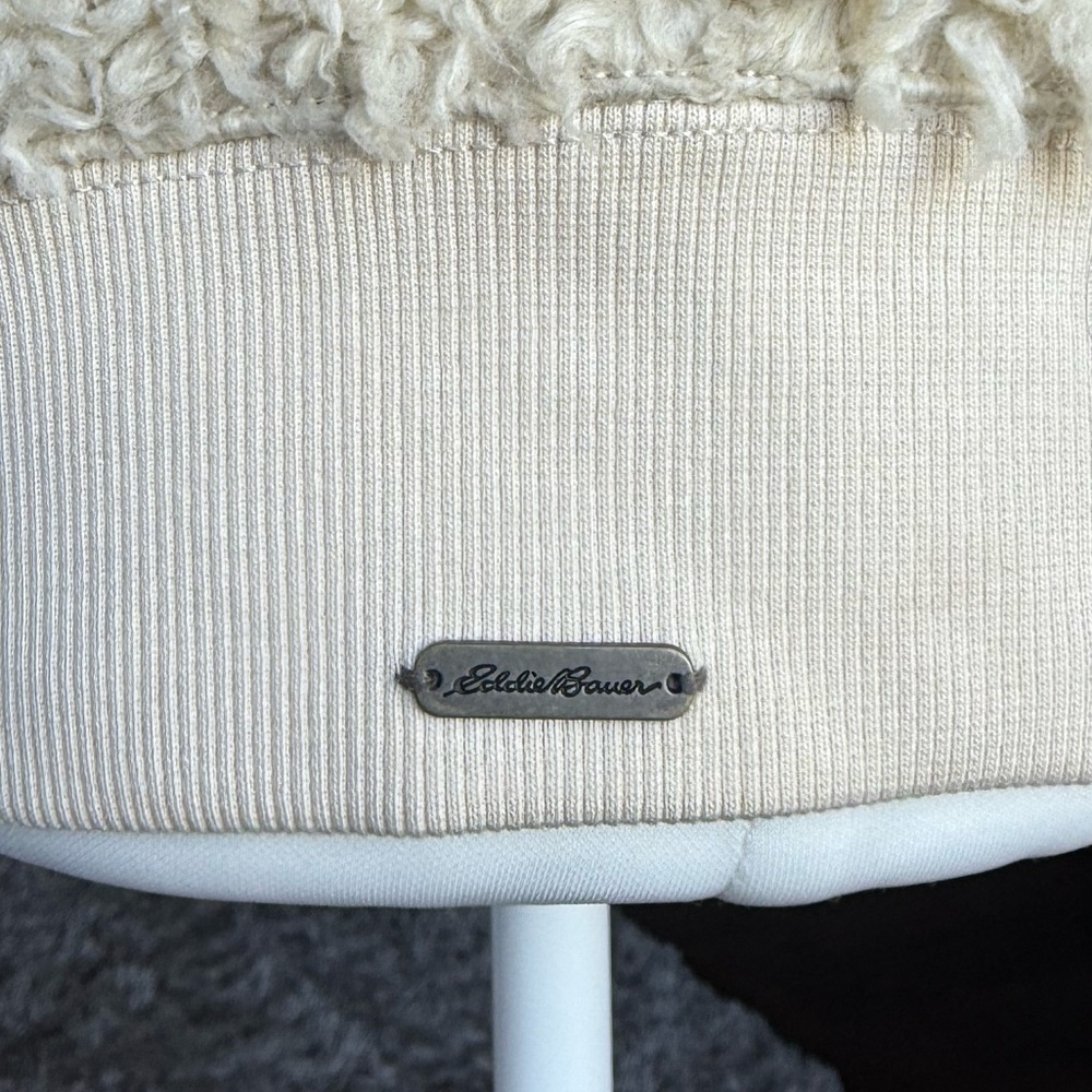 Eddie Bauer Off White Teddy Bear Bomber Jacket Small - Picture 4 of 7